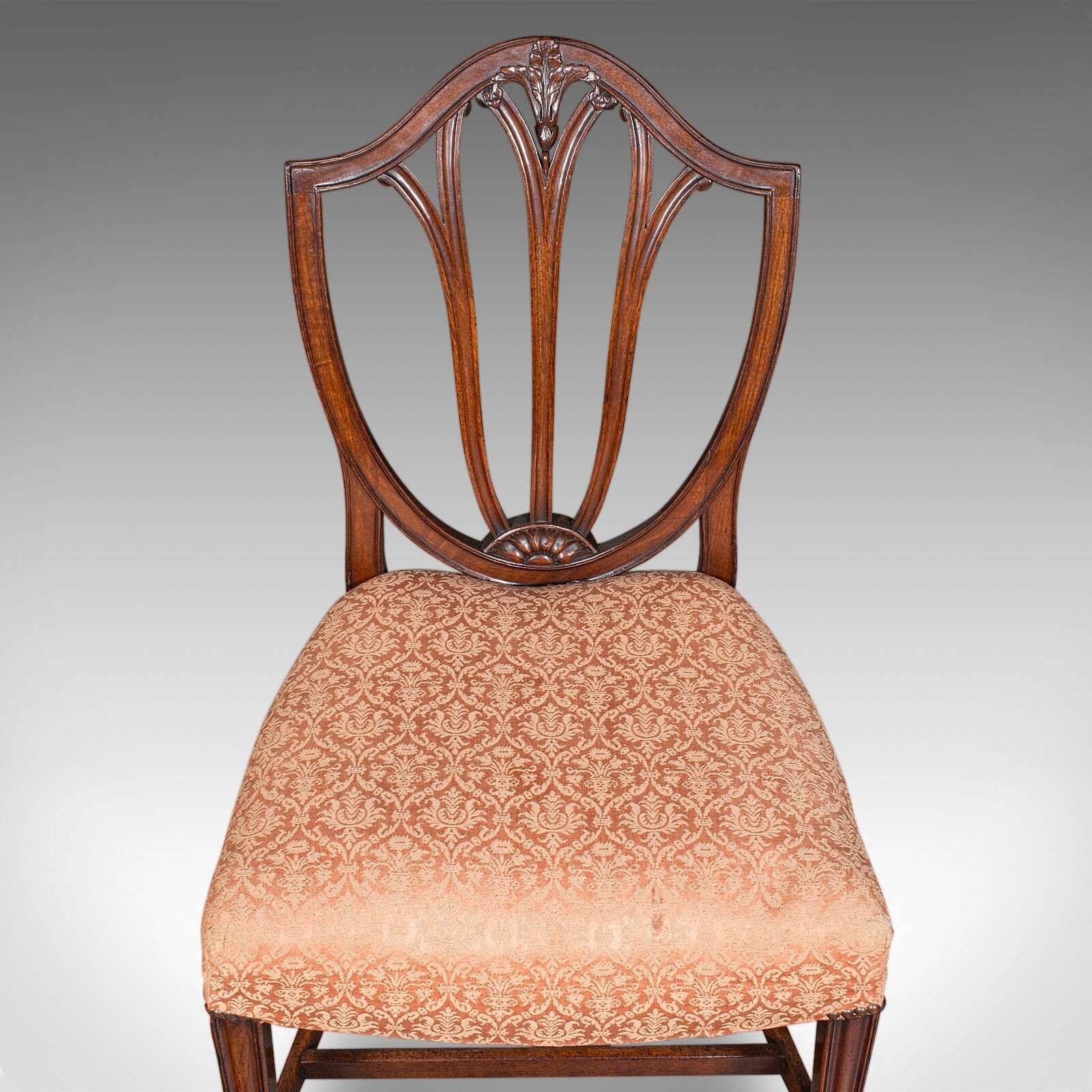 photo furniture Pair Of Antique Hepplewhite Side Chairs, English, Fruitwood, Hall Seat, Georgian