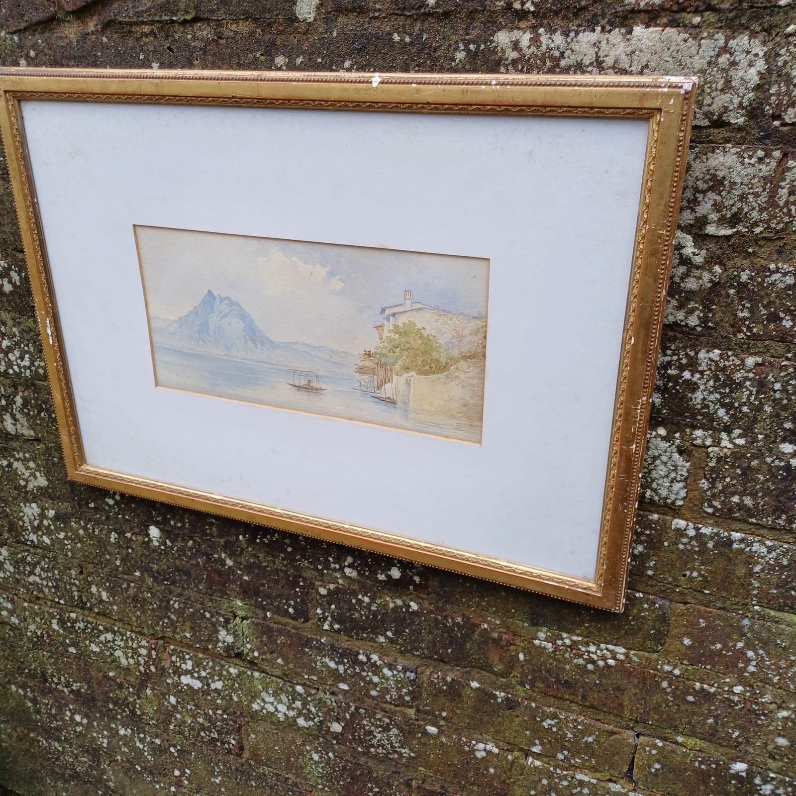 Mid Century Gilt Vintage Frame With Glass, And A Vintage Water Colour Painting (61cm X 44cm) photo vinterior