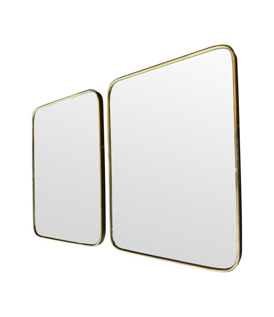 A Lovely Pair Of 1950s Italian Brass Framed Mirrors With Solid Wood Backs photo furniture