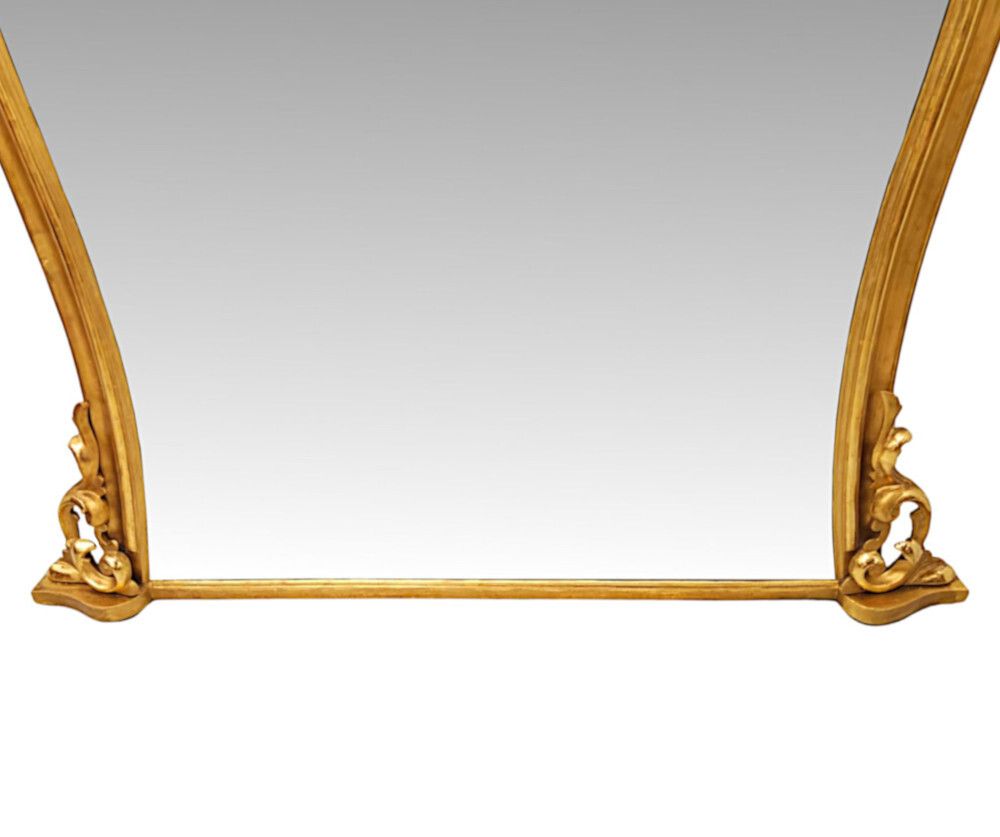 A Stunning 19th Century Large Archtop Waisted Shape Giltwood Overmantel Mirror photo Home Decor