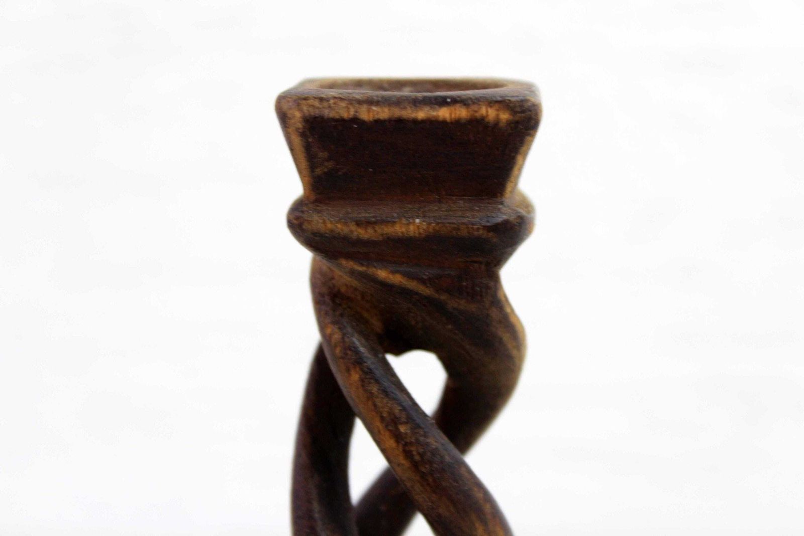 Elegant Handcrafted Turned Wooden Candle Holder, France 1950 photo 65.0