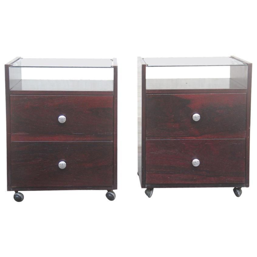 Pair Of Nightstands Carlo De Carli, 1960 For Sormani Italian Design Rosewood