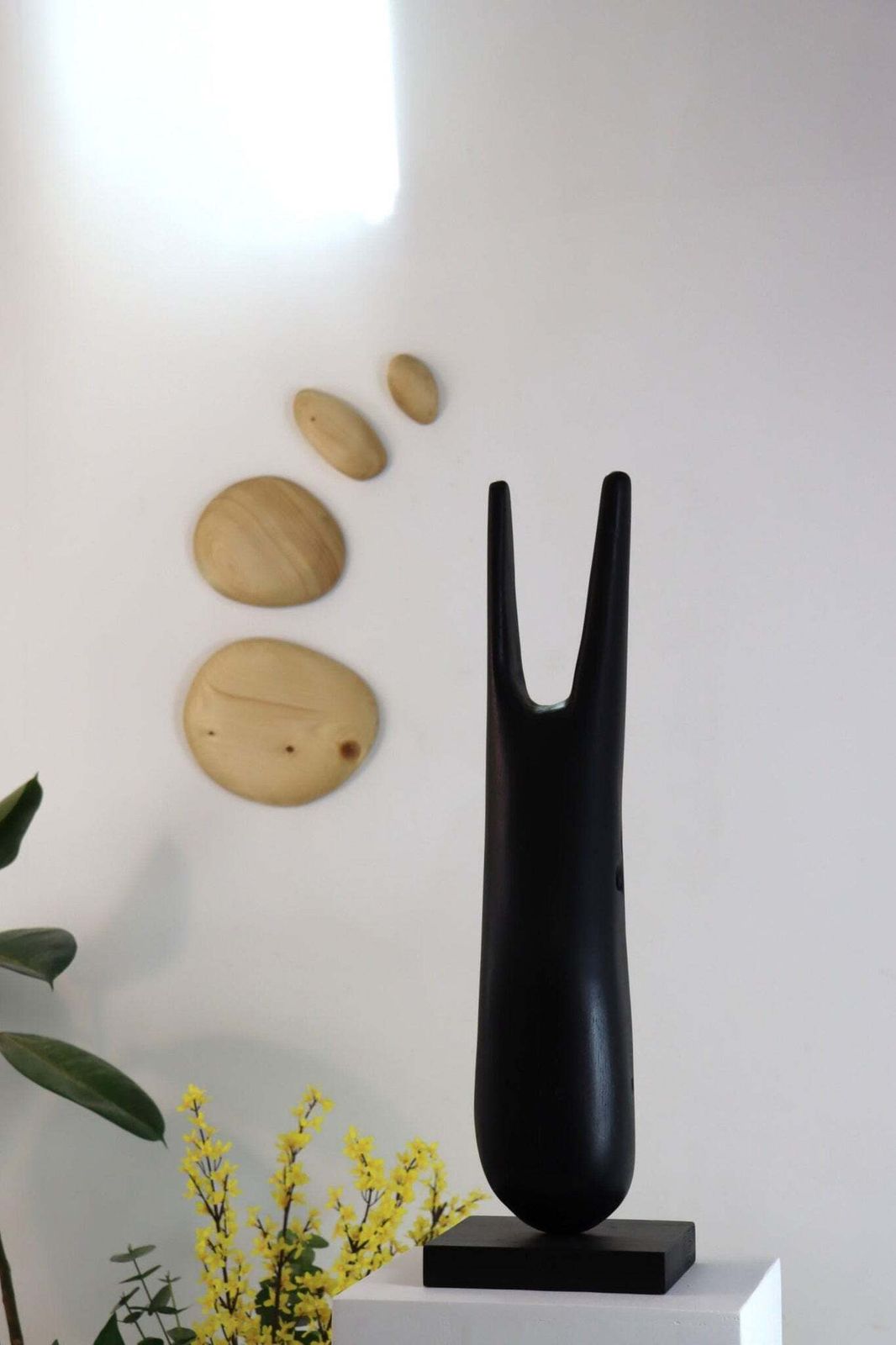 Oak Wood Sculpture, Minimalist, Home Décor, Interior Art, Hand Carved photo for sale