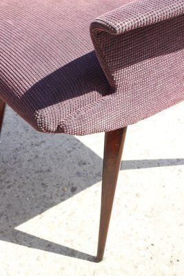 photo vintage Mid Century Violet Velvet & Corduroy Armchairs, 1950s, Set Of 2
