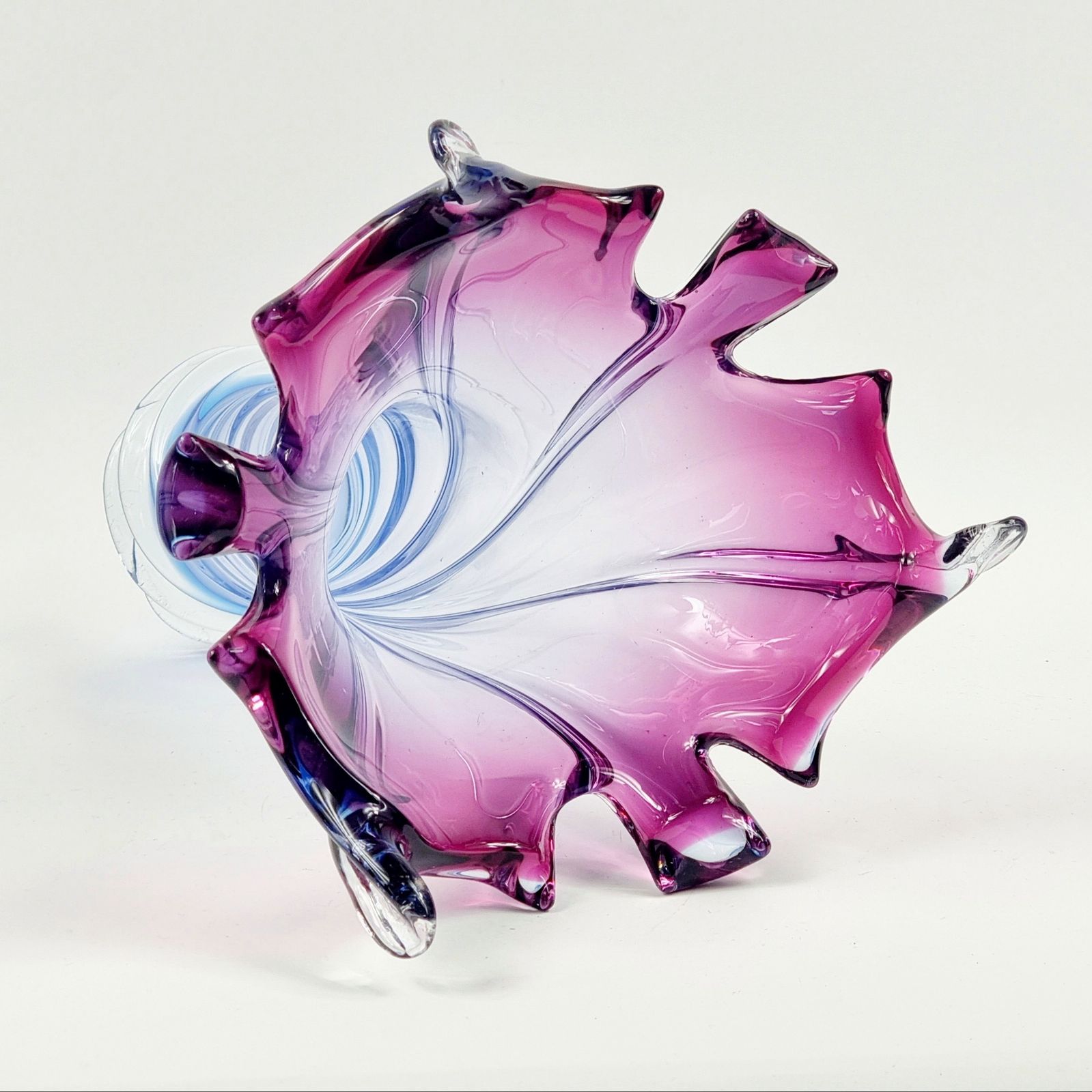 X L Mid Century Murano Glass Twisted Vase From Fratelli Toso, Italy, 1960s photo vintage