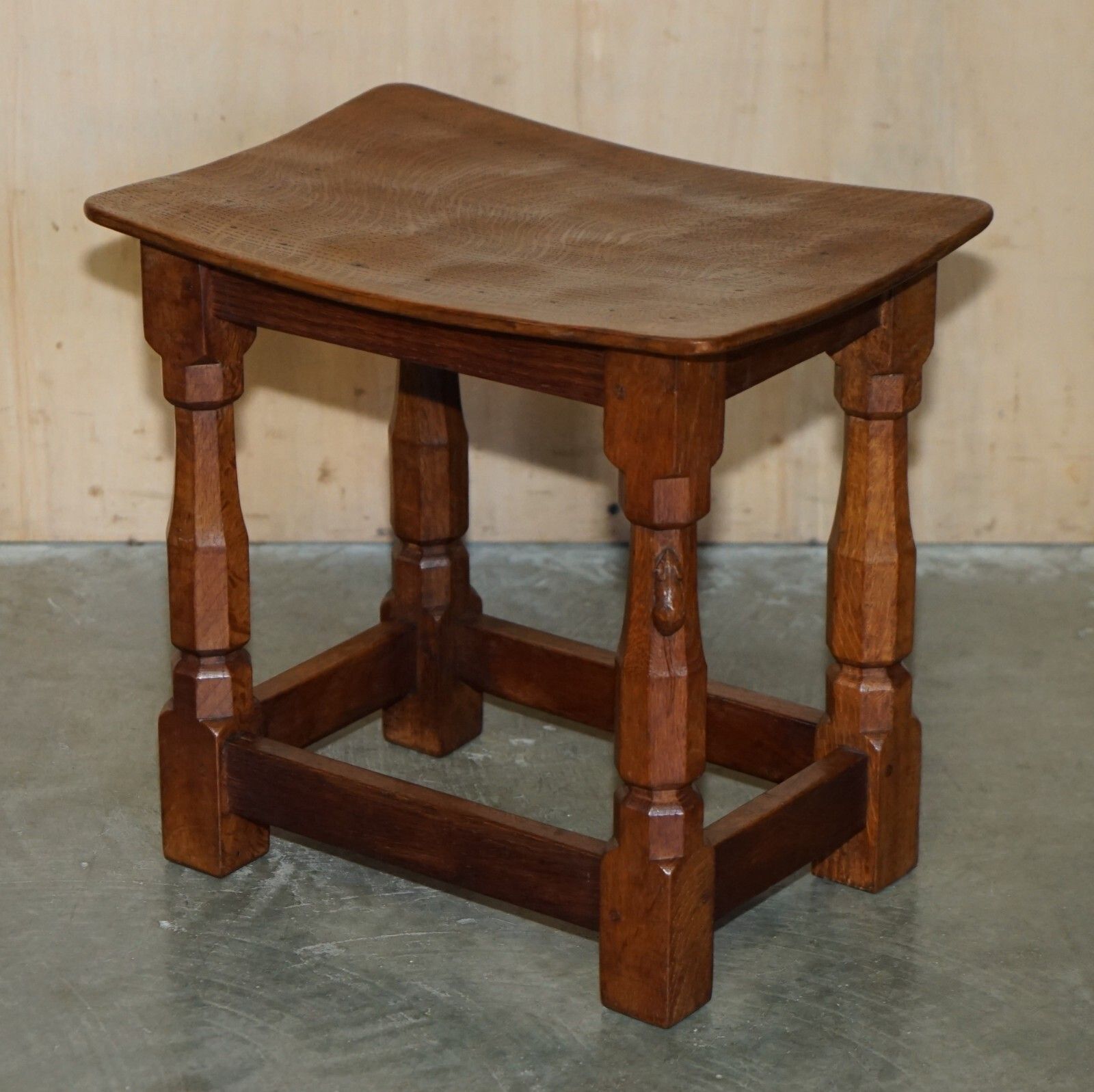 Fine Pair Of Rtestored Original 1930's Burr Oak Robert Mouseman Thompson Stools photo for sale
