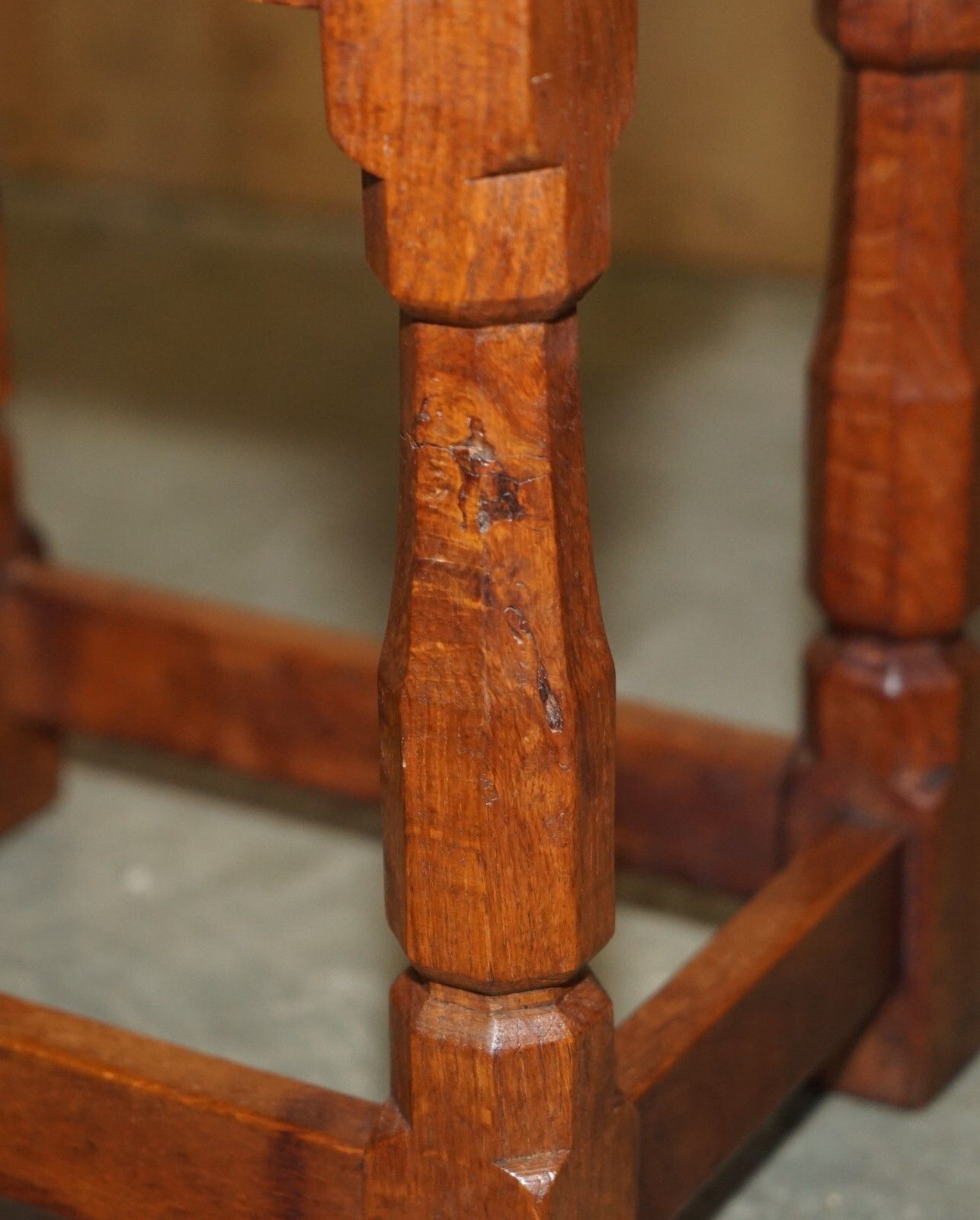 photo for sale Fine Pair Of Rtestored Original 1930's Burr Oak Robert Mouseman Thompson Stools