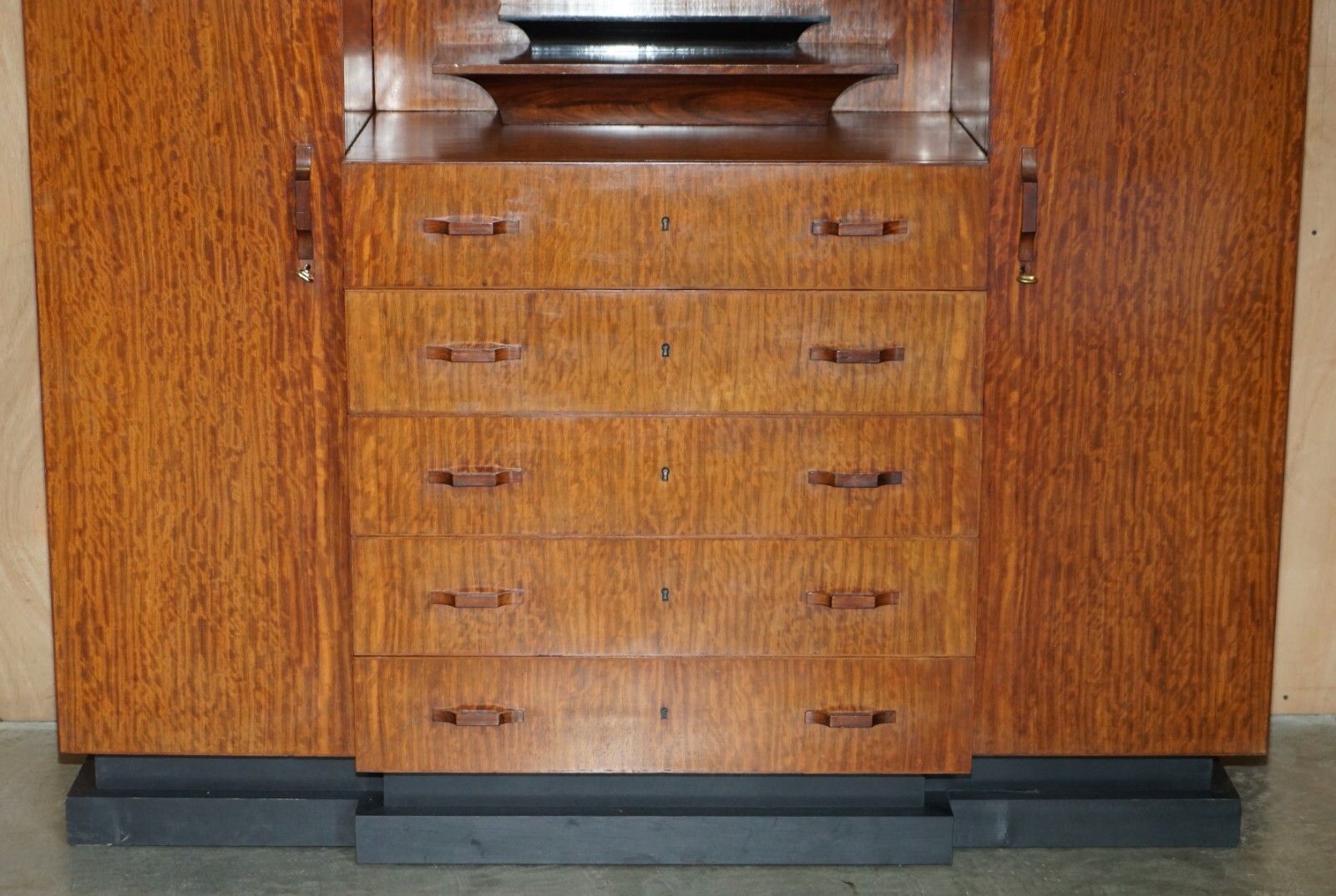 Original Antique Art Deco Cir 1920's Double Wardrobe Chest Of Drawers Compendium photo for sale