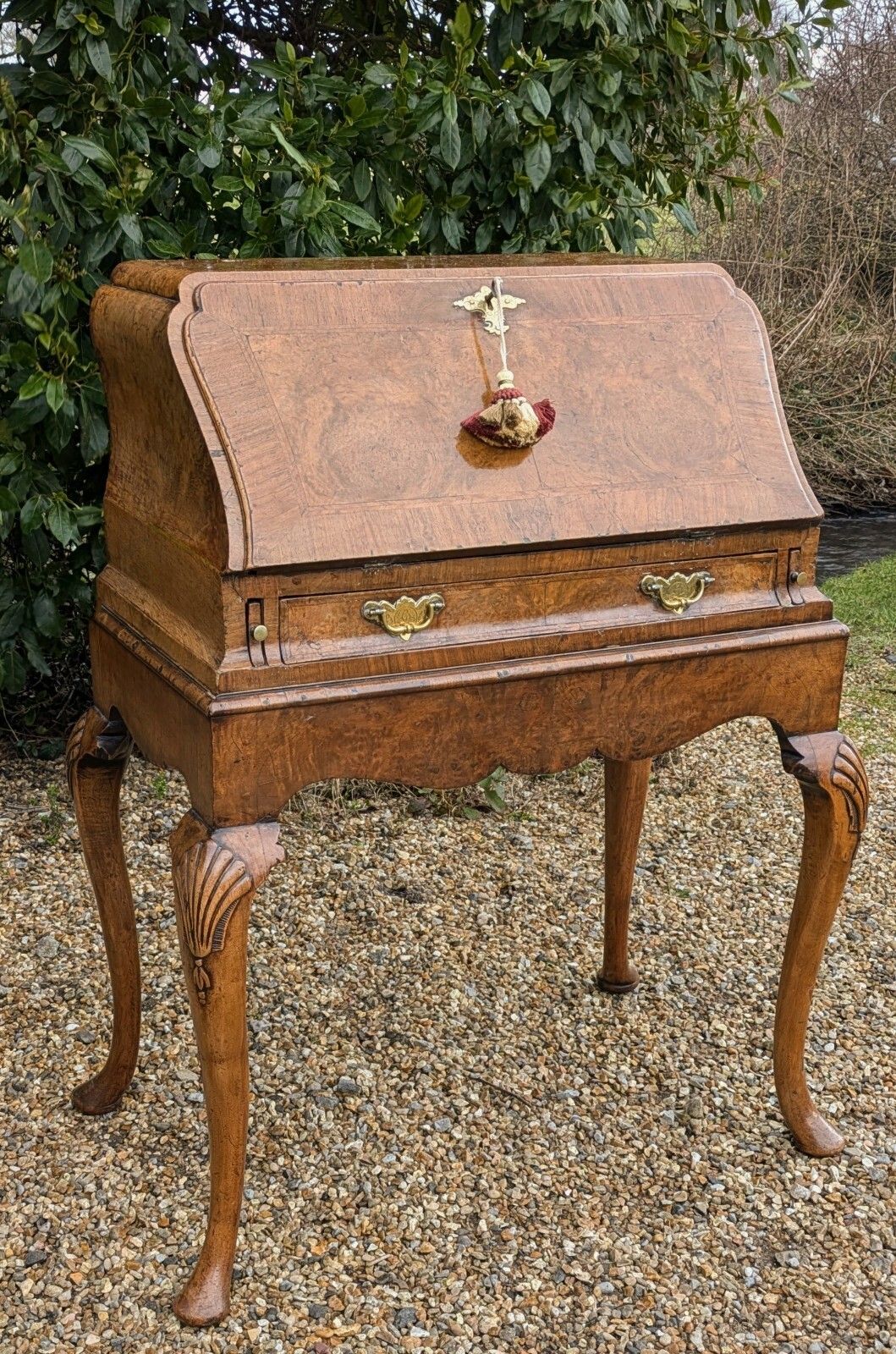 George I Style Burr Walnut Bureau On Stand Desk photo furniture