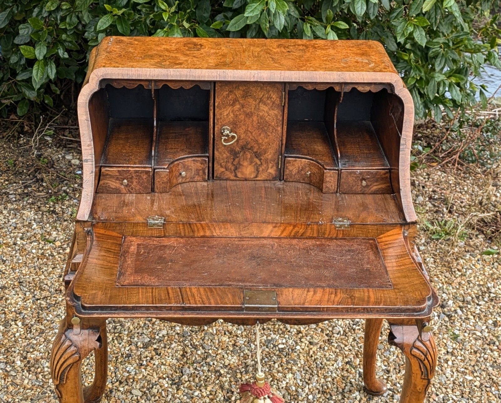 George I Style Burr Walnut Bureau On Stand Desk photo 1450.0