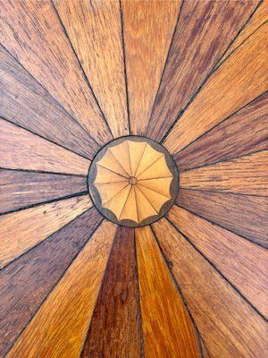 Early 20th Century French Rotating Round Side Table In Walnut, 1940s photo vintage