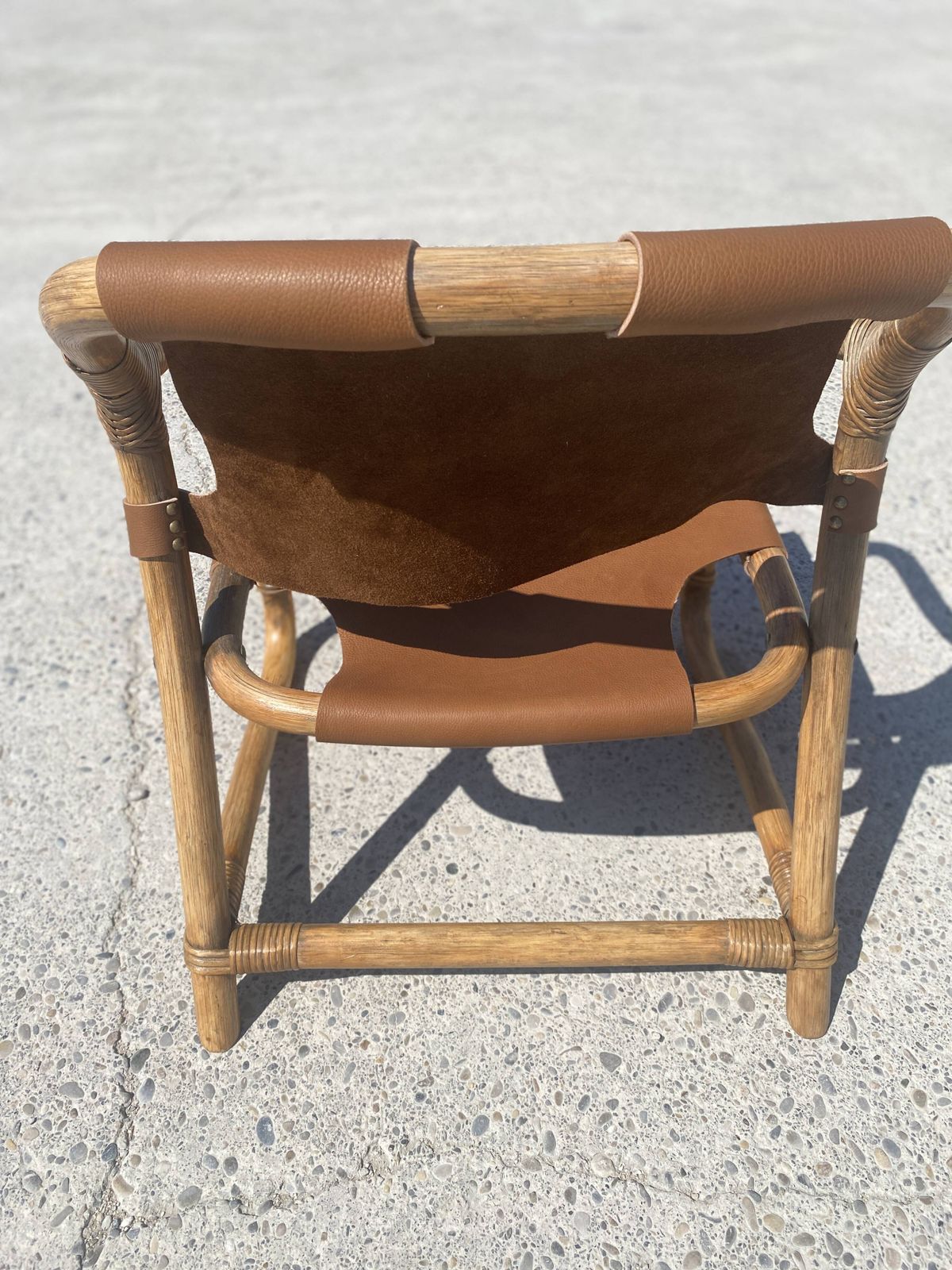 Mid Century Bamboo And Leather Safari Armchair, Denmark, 1960s photo 583.0