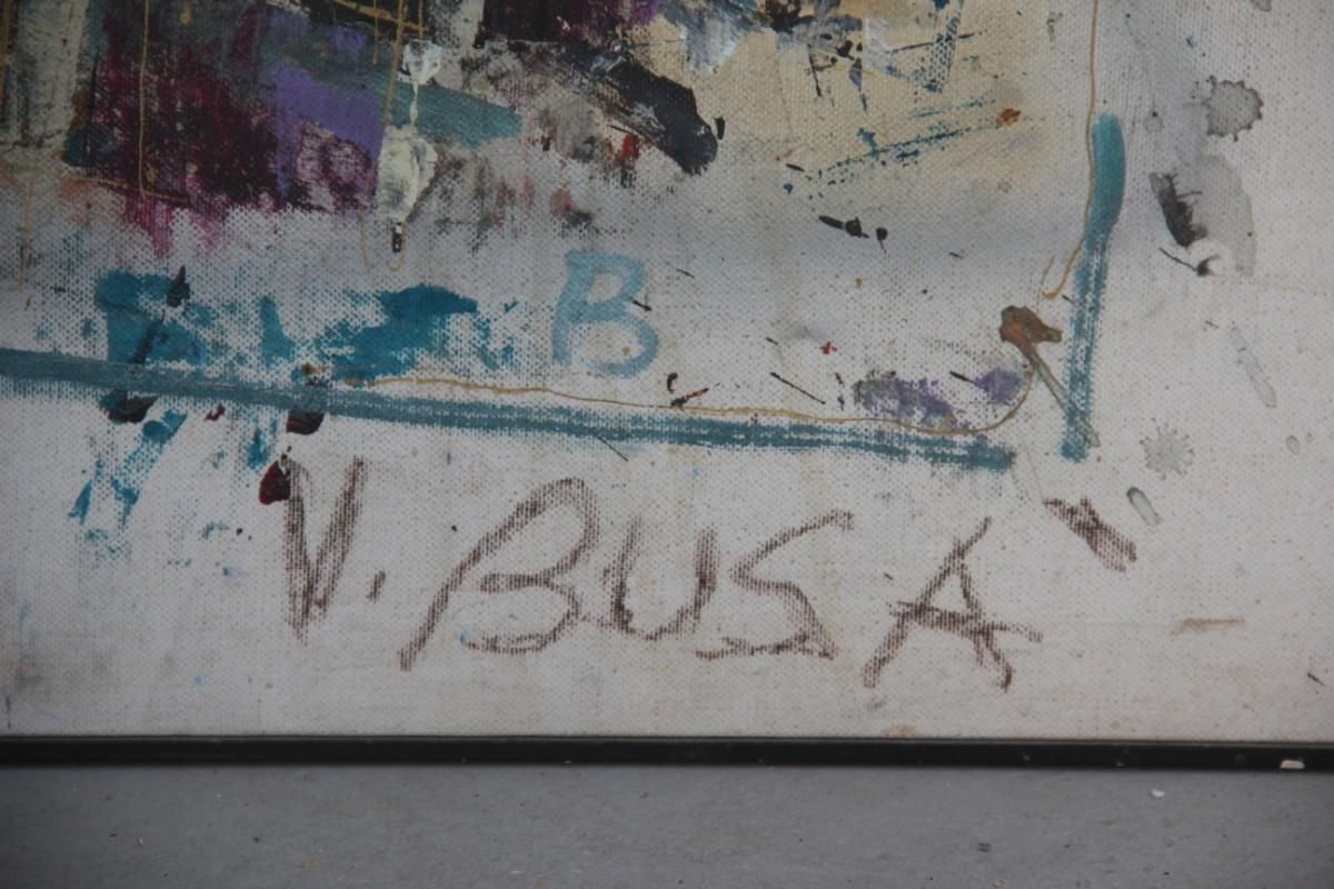 Big Oil On Canvas From The 1960s, Signed V, Busa Abstract Colored Italian Design photo Art
