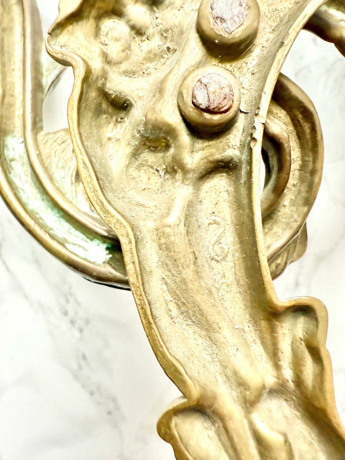Antique French Rococo Style Rocaille Louis XV Bronze Wall Candlestick Holder Sconce 2 Branches Floral Pompadour Decor Marked photo vintage