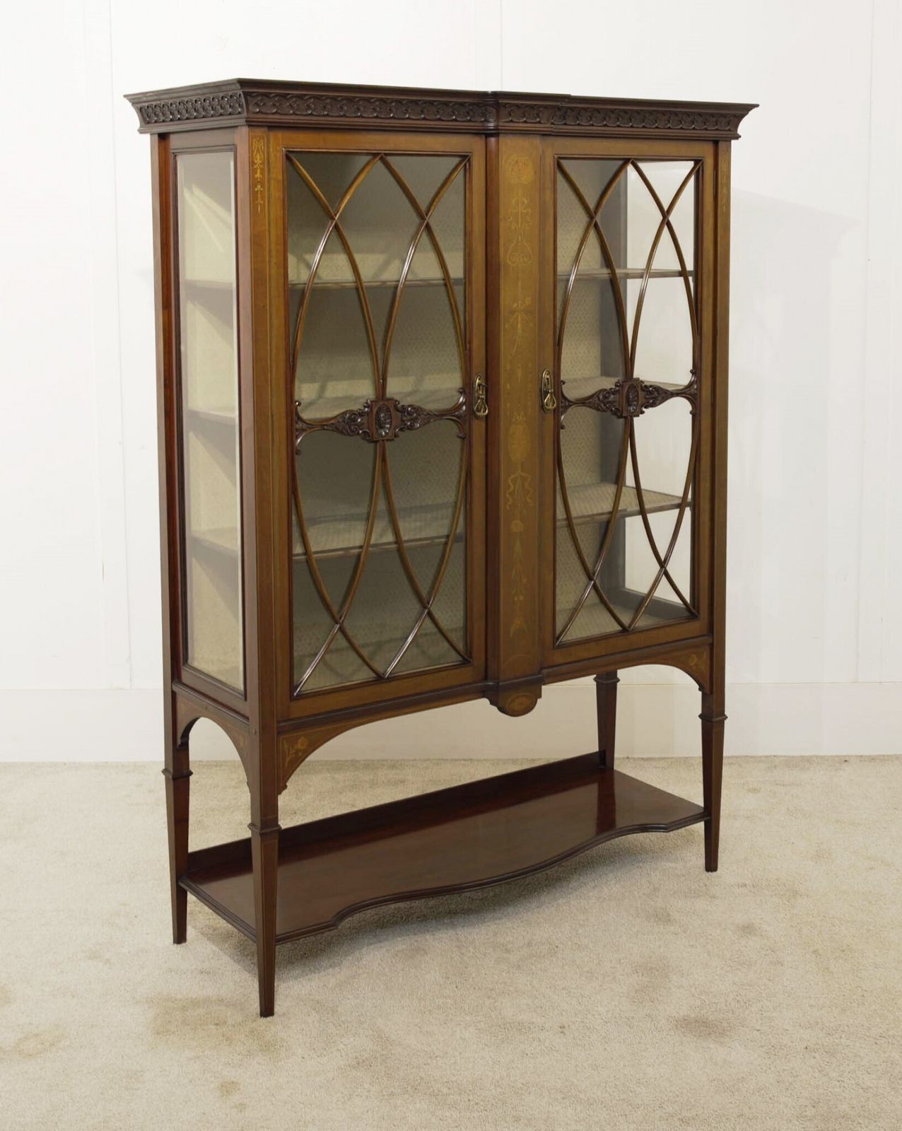 photo for sale Edwardian Sheraton Display Cabinet Mahogany Inlay 1900