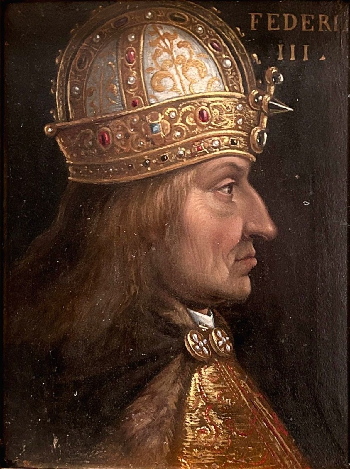 Oil On Board Portrait Of Emperor Frederic III By Circle Or School Of Hans Burgkmair The Older (1473 – 1531) photo furniture