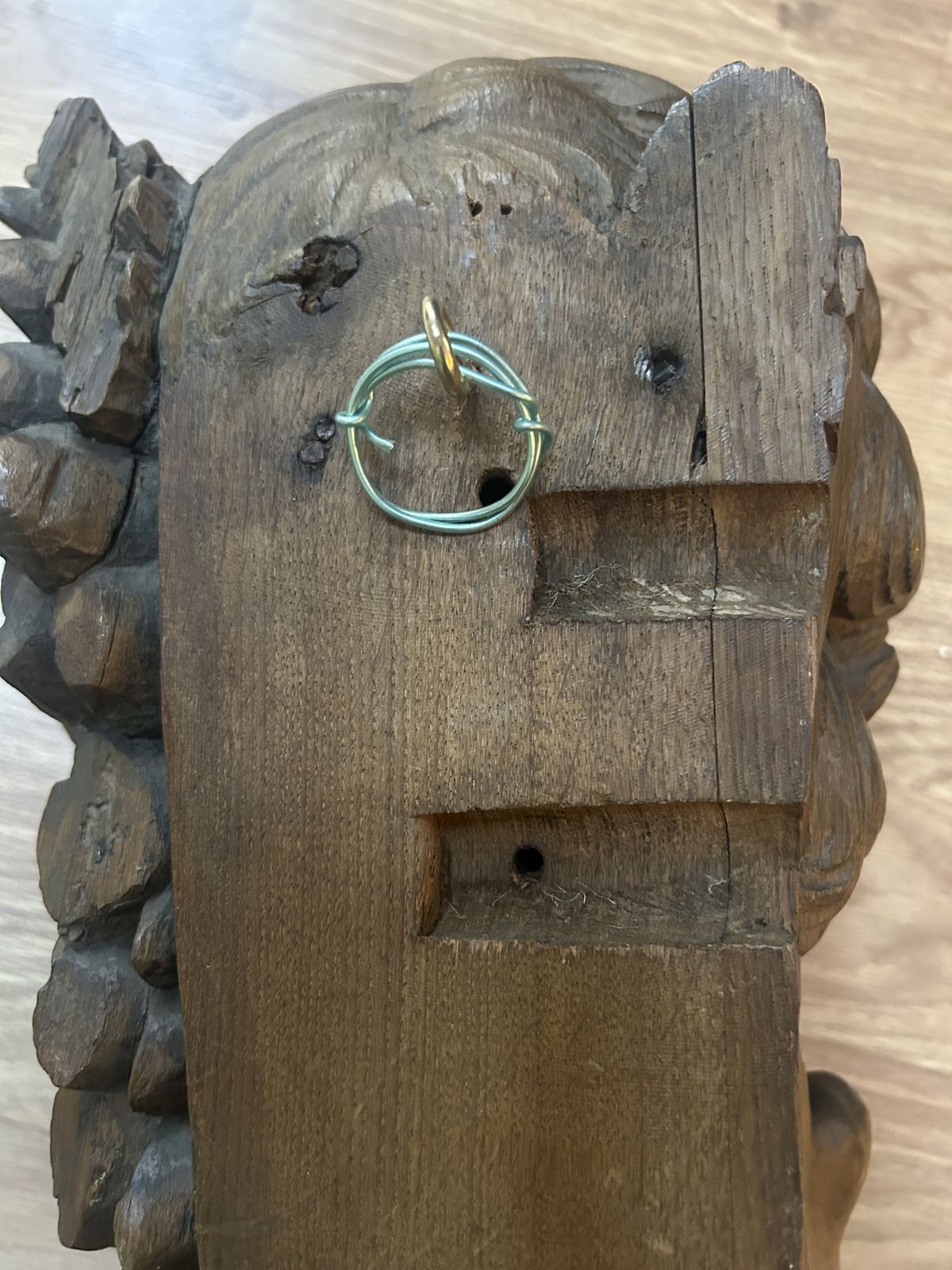 19th Century Life Size Carved Oak Religious Sculpture Of Angel Head With Wings photo for sale