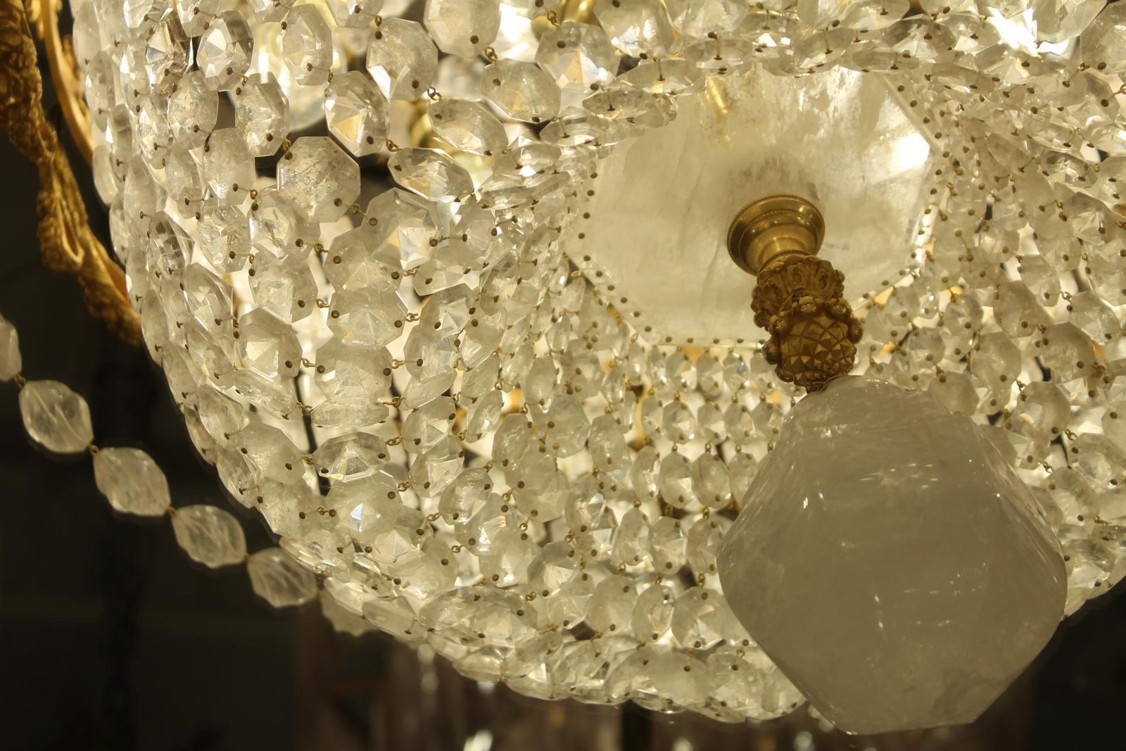 Large Beautiful Gasolier Bronze & Rock Crystal French Chandelier With 36 Lights photo furniture