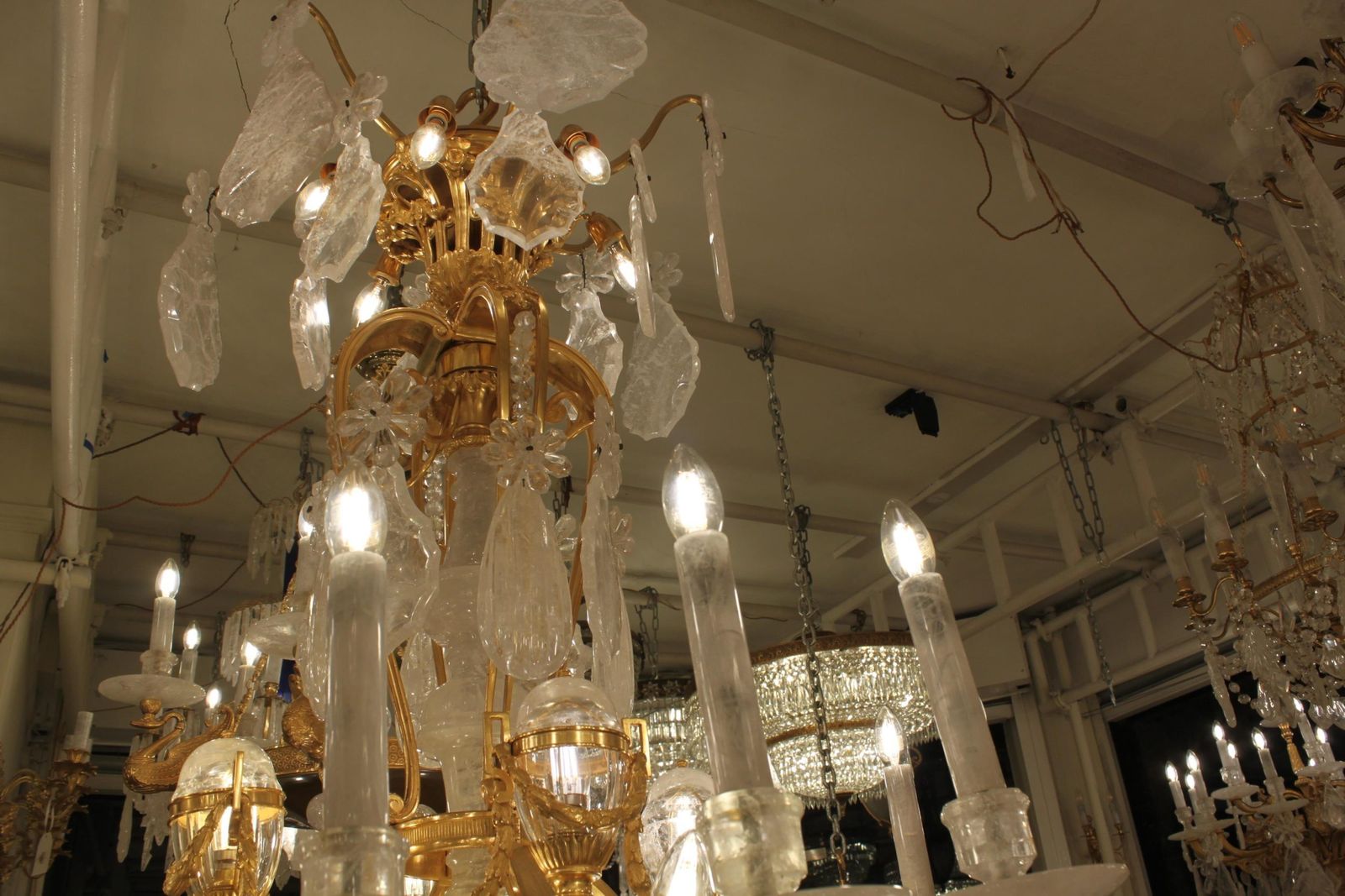 Magnificent Crowned French Bronze And Rock Crystal Chandelier With Candles 12 photo furniture