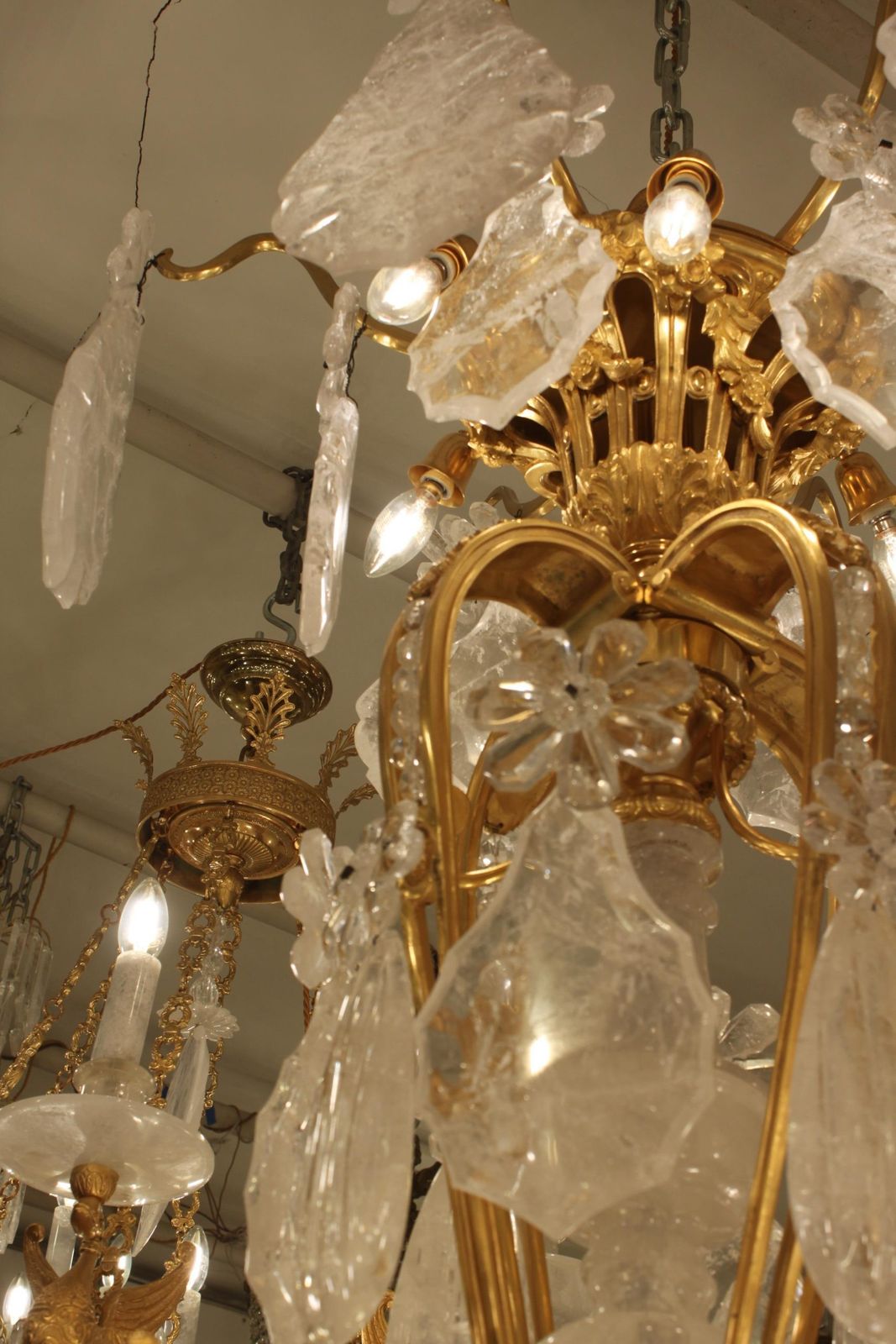 Magnificent Crowned French Bronze And Rock Crystal Chandelier With Candles 12 photo vinterior