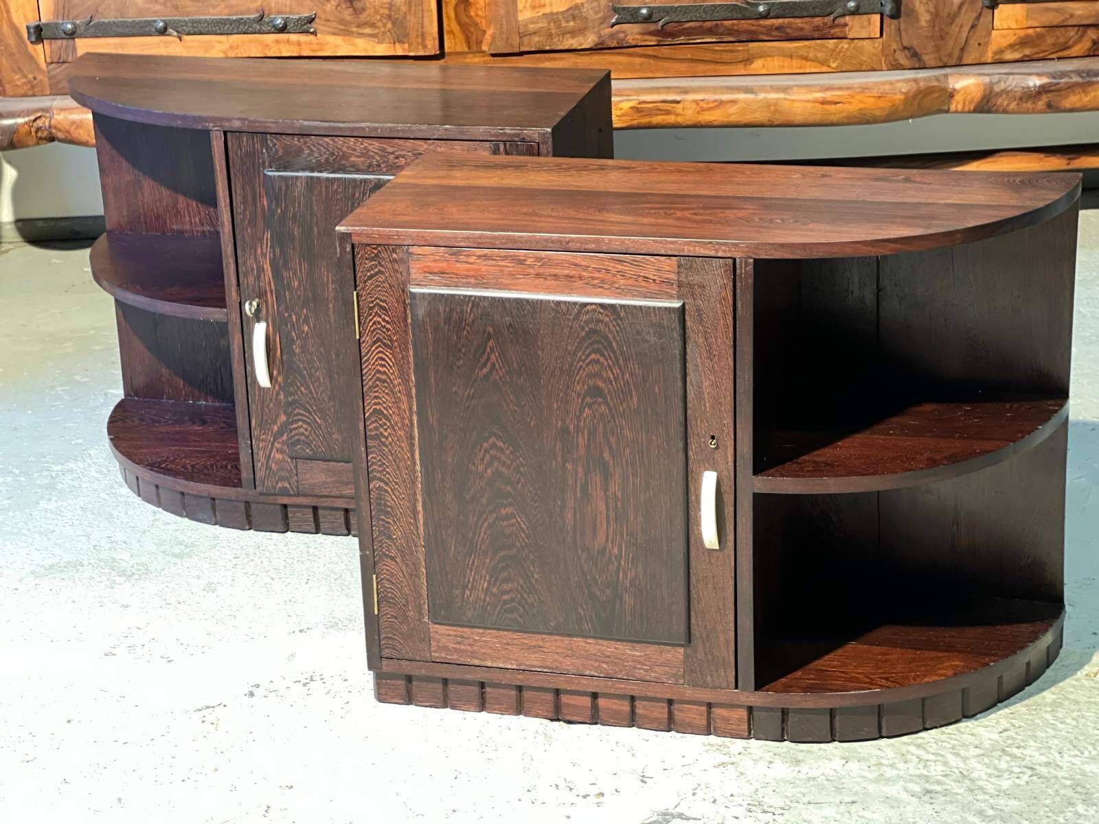 Important Pair Of Art Deco Bedside Tables In Palm Wood 1930 photo 999.0