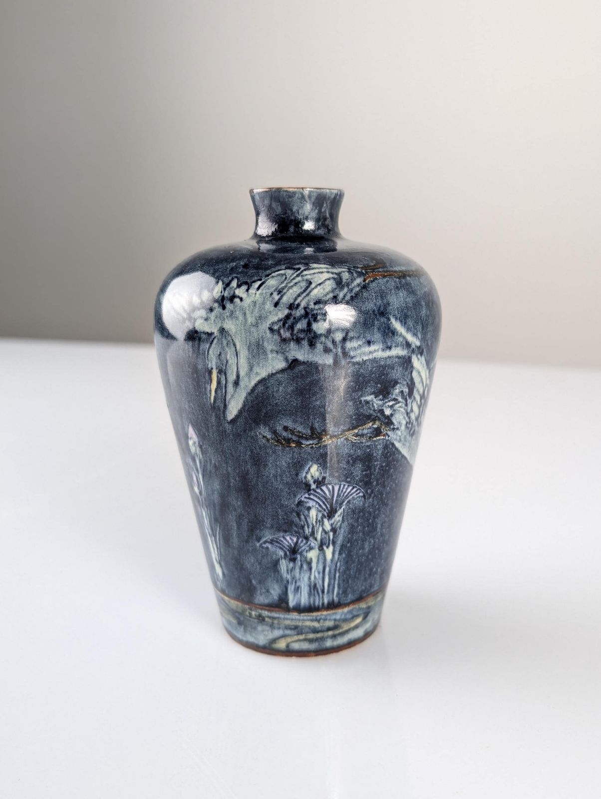 Art Nouveau Vase With Herons And Flowers On The Lake By J.W. Mijnlieff, Fayence Holland Utrecht 1900s photo buy