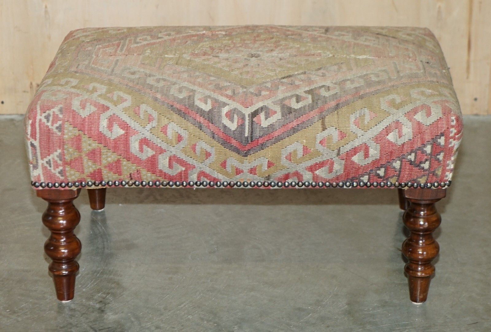 Original Vintage George Smith Kilim Upholstered Foorstool For 2 People To Share photo for sale