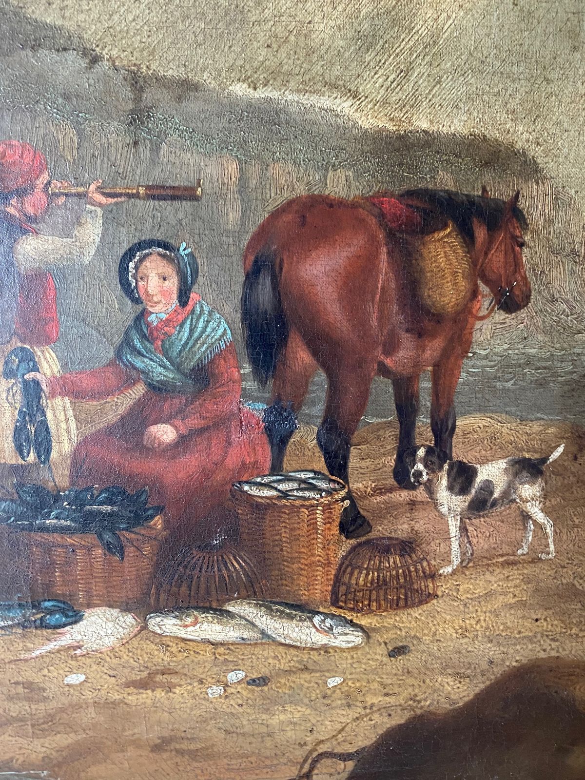 Early 19thc Oil Painting The Lobster Catchers photo furniture