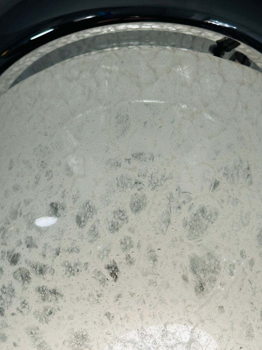 photo for sale 1970s German Peill & Putzler Mottled White Domed Glass & Polished Chrome Domed Flush Mount Ceiling Light