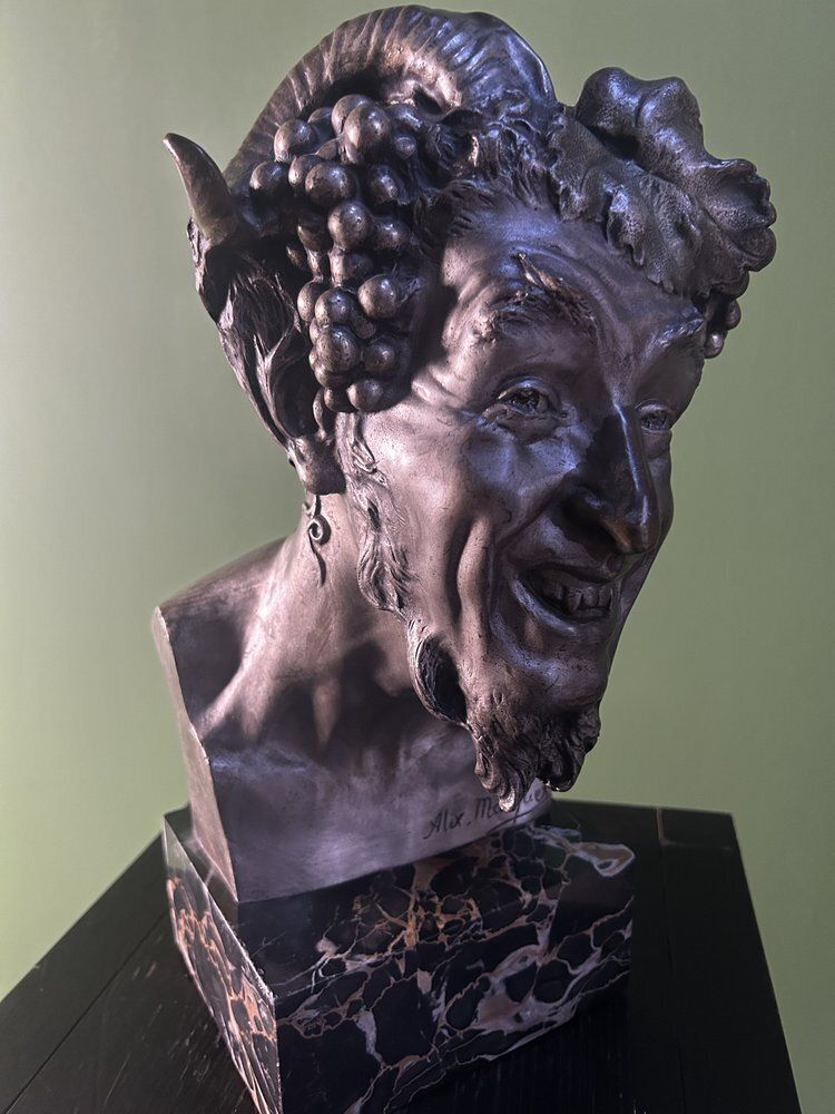 French Antique Bronze Bust Of A Satyr / Faun By Alix Marquet   1914 photo for sale