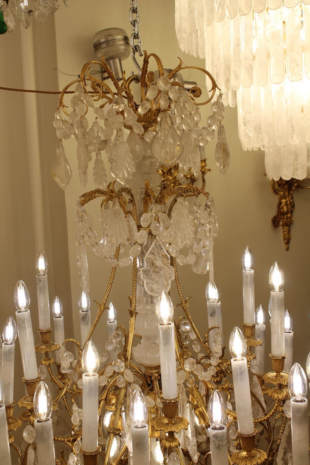 Large Beautiful Bronze And Rock Crystal French Baccarat Chandelier With 36 Lights photo furniture