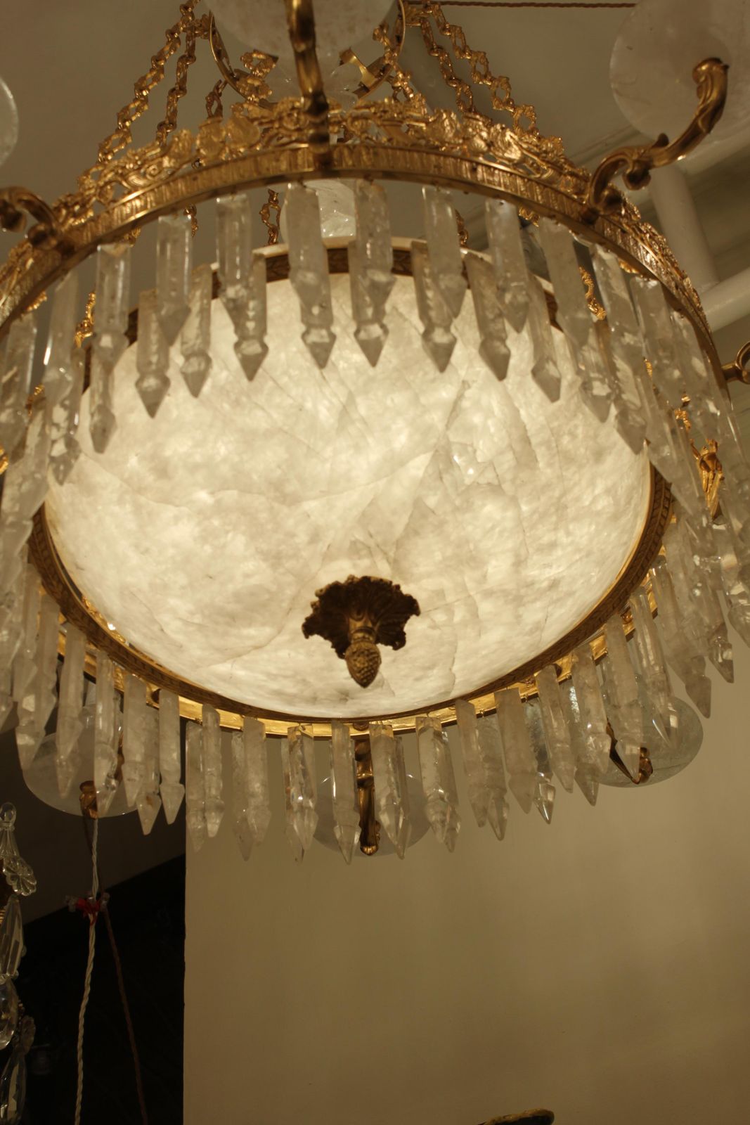 XIX Century Empire Round Rock Crystal Chandelier photo for sale