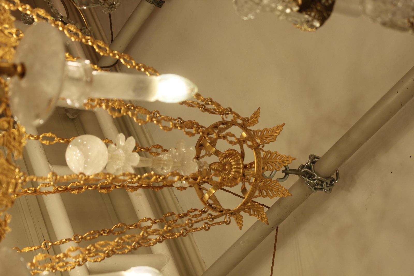 XIX Century Empire Round Rock Crystal Chandelier photo Lighting