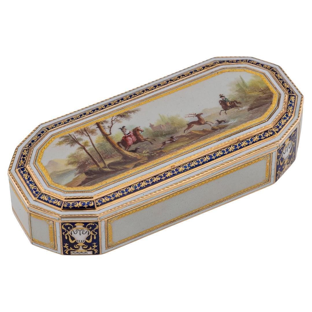 18th Century German 18k Gold & Enamel Snuff Box, Freres Jordan, Hanau C.1790