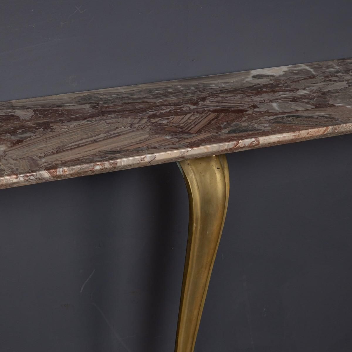 Mid 20th Century Italian Brass & Marble Console With Mirror C.1950 photo buy