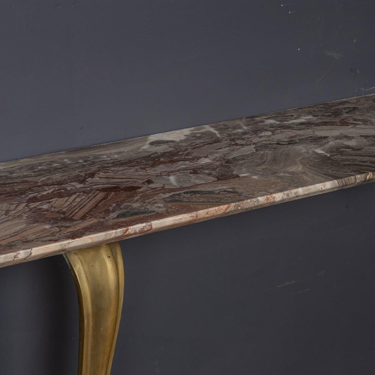 photo furniture Mid 20th Century Italian Brass & Marble Console With Mirror C.1950