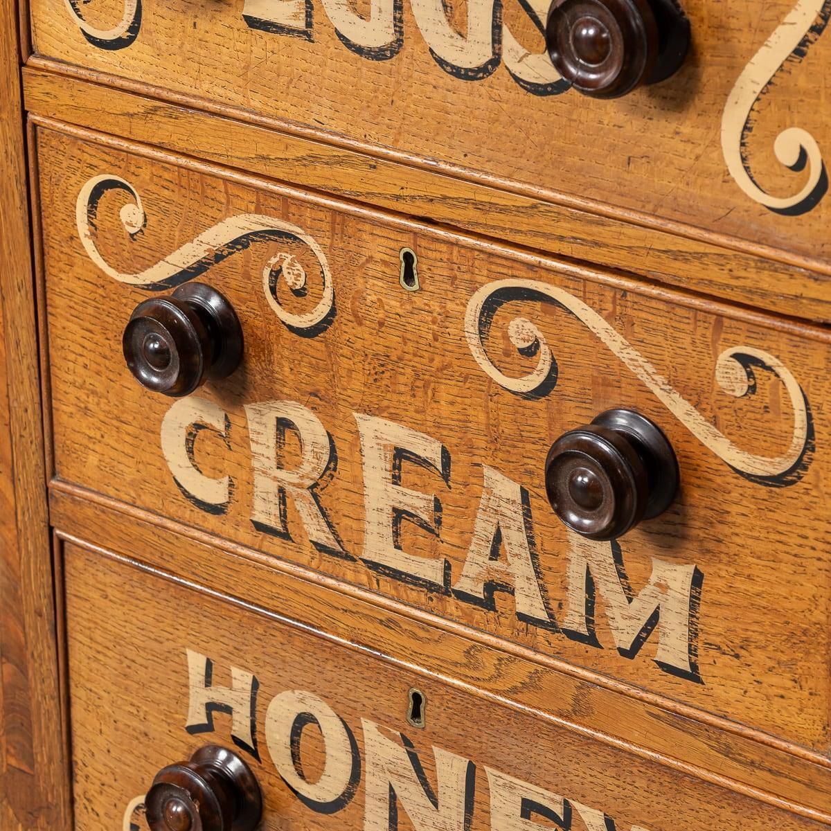 photo vinterior Antique 19th Century Victorian Solid Oak & Glass Dresser, Later Painted C.1890