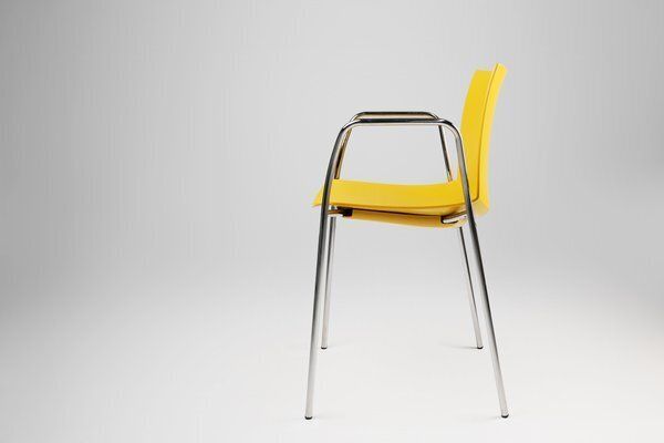 Mid Century Yellow Chair With Metal Frame And Plastic Seat, Belgium photo Furniture