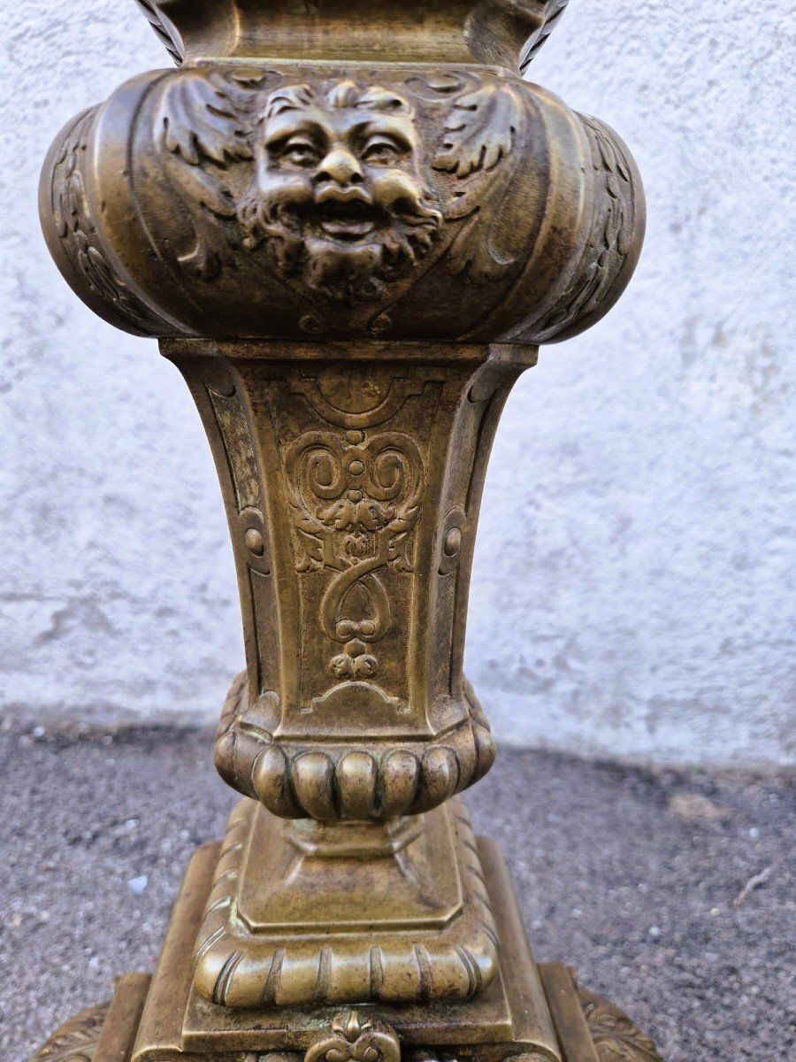 Home Fixtures Pair Of Louis XIV Style Bronze And Iron Andirons, 19th Century photo