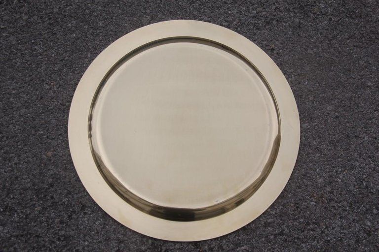 Round Gold Tray Bar Solid Brass Engraved Cane Motif Italian Design Plate photo 744.0