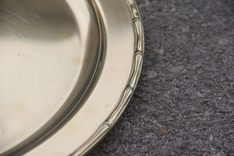 Round Gold Tray Bar Solid Brass Engraved Cane Motif Italian Design Plate photo buy