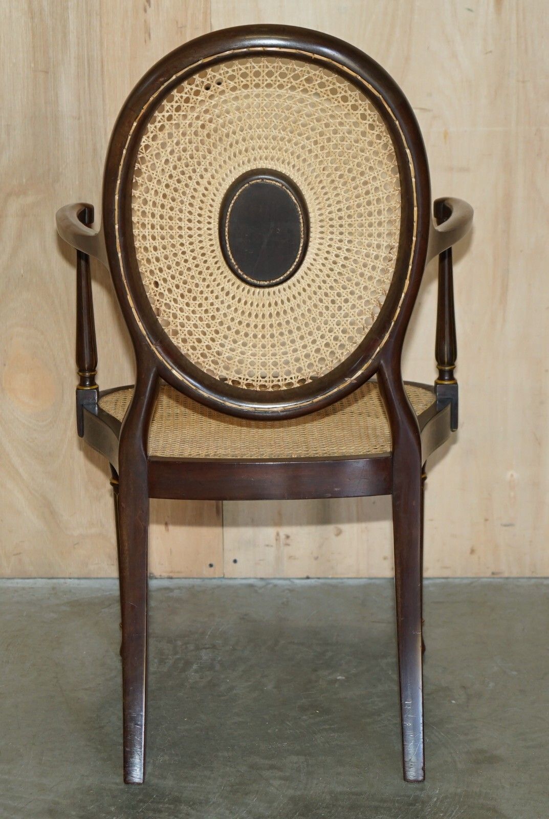 photo vinterior Six Antique George Hepplewhite Bergere Sheraton Revival Painted Dining Chairs