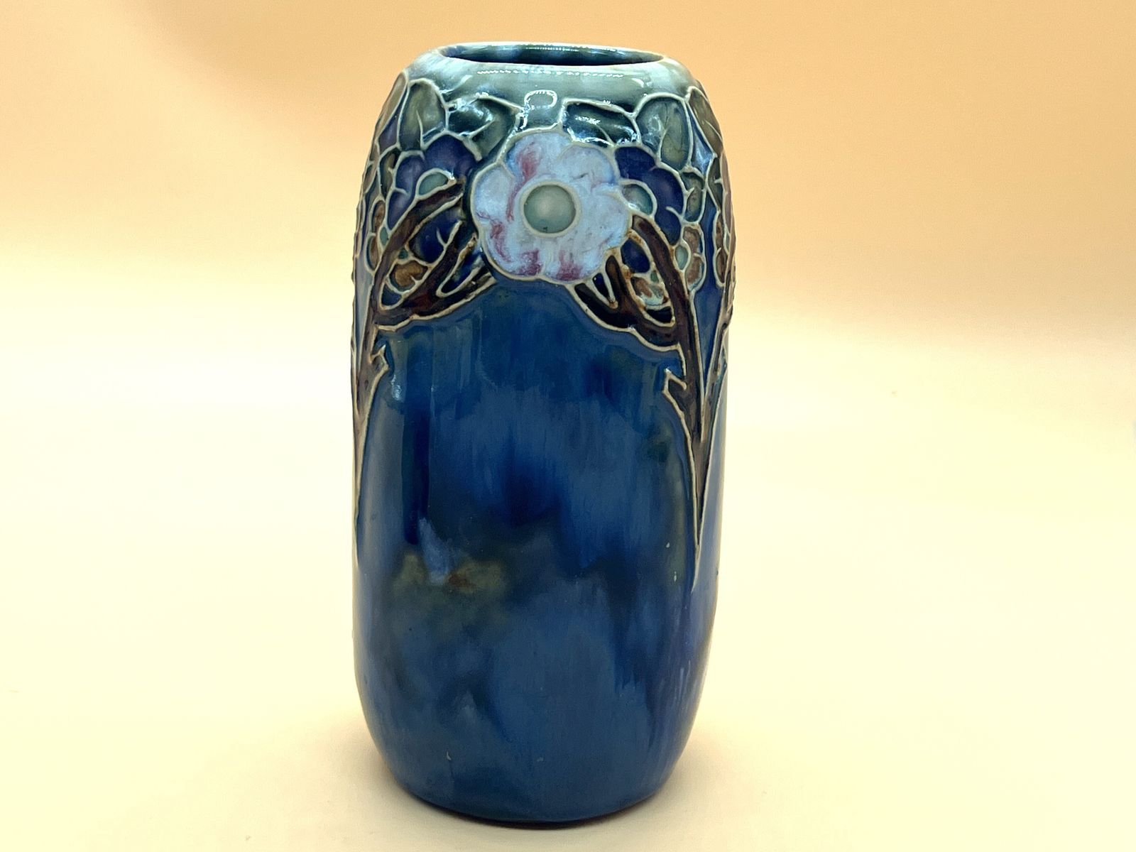 Antique Pair Of Lily Partington Royal Doulton Pottery Vases. 8724. C1900. photo 225.0