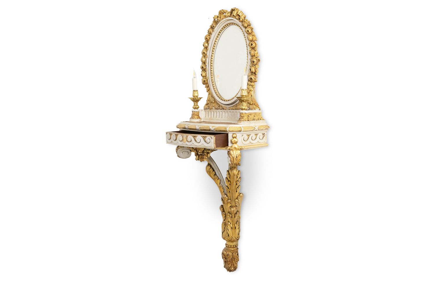 photo for sale Console In Gilded And Lacquered Wood In Louis XVI Style. Circa 1900.