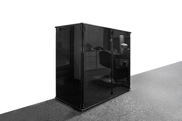 Vintage Italian Black Wardrobe By Gianfranco Frattini For Molteni, 1970s photo furniture