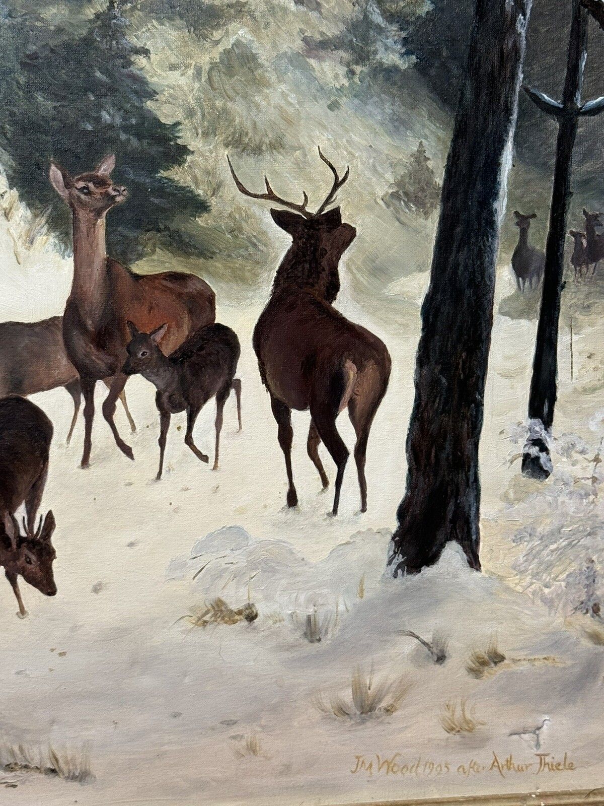 photo buy Mid 20th Century 'The Spooking Of The Doe' Winter Scene By Artist J M Wood