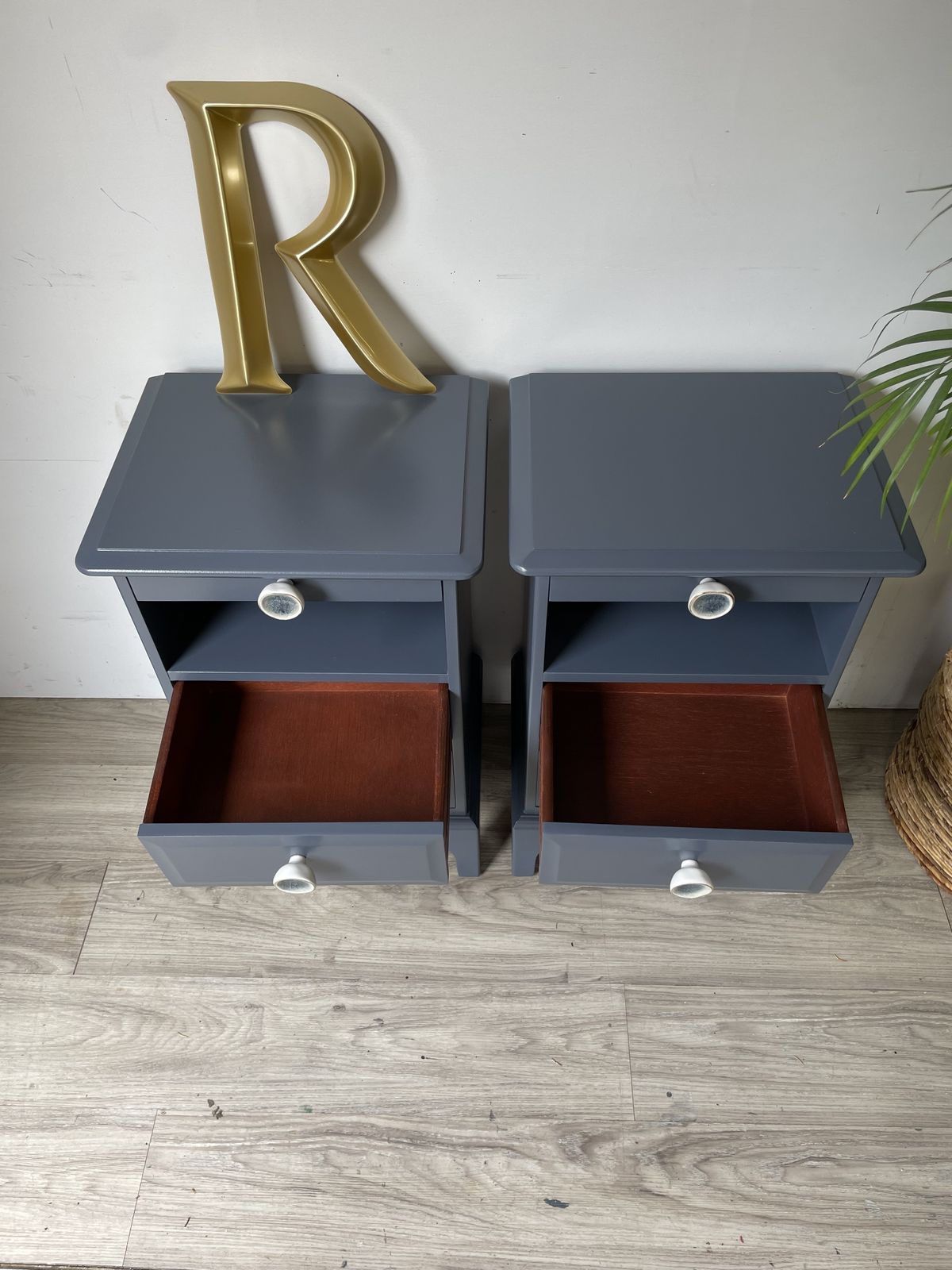 Stag Minstrel Narrow Bedsides Painted Blue photo vinterior