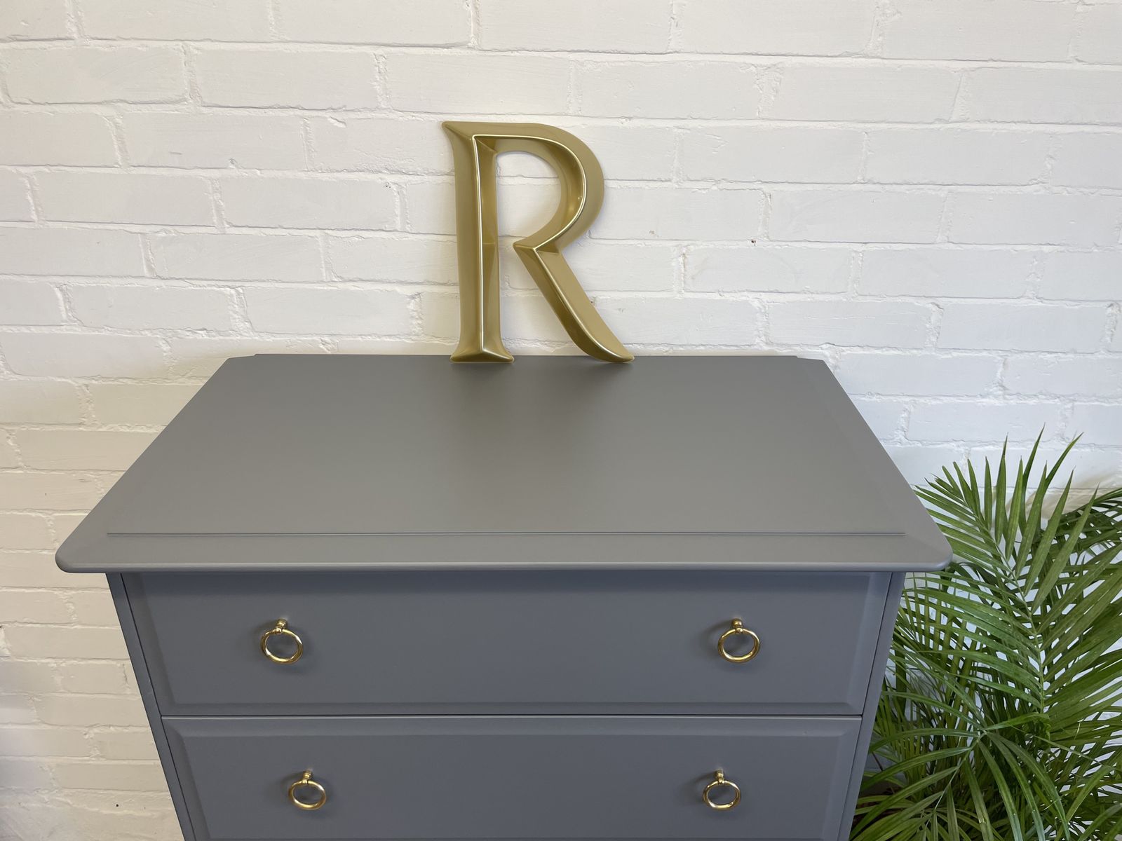 Stag Minstrel Tallboy And Pair Of Narrow Bedsides Painted Grey photo for sale