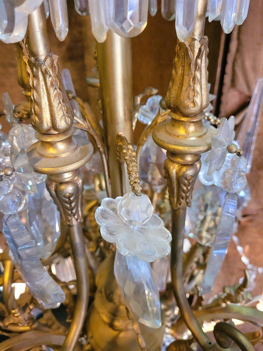 Large Chandelier In Gilt Bronze And Crystal, Napoleon III, Early 20th Century photo vinterior