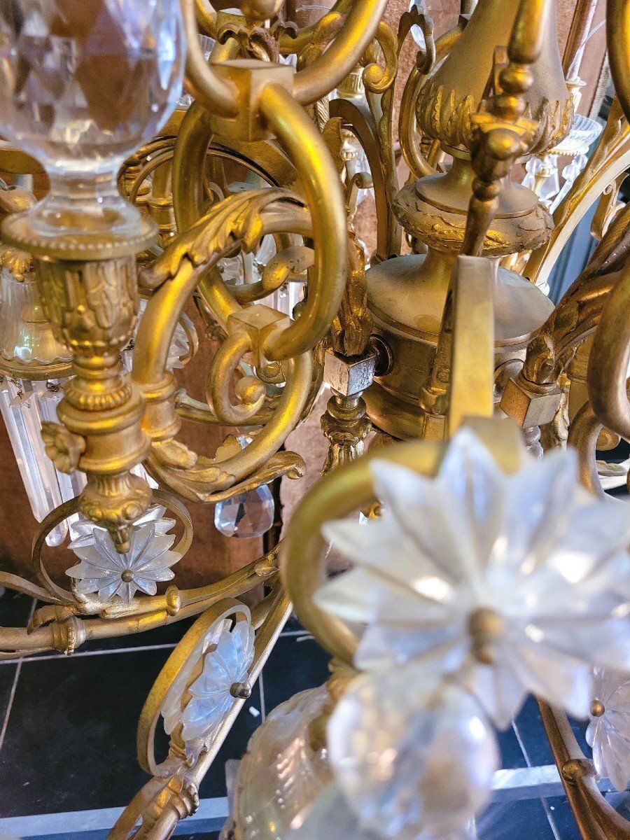 photo furniture Large Chandelier In Gilt Bronze And Crystal, Napoleon III, Early 20th Century